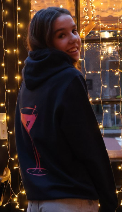 De Navy Martini Hoodie Met roze