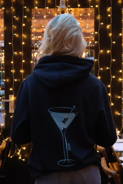 De Navy Martini Hoodie Met Blauw