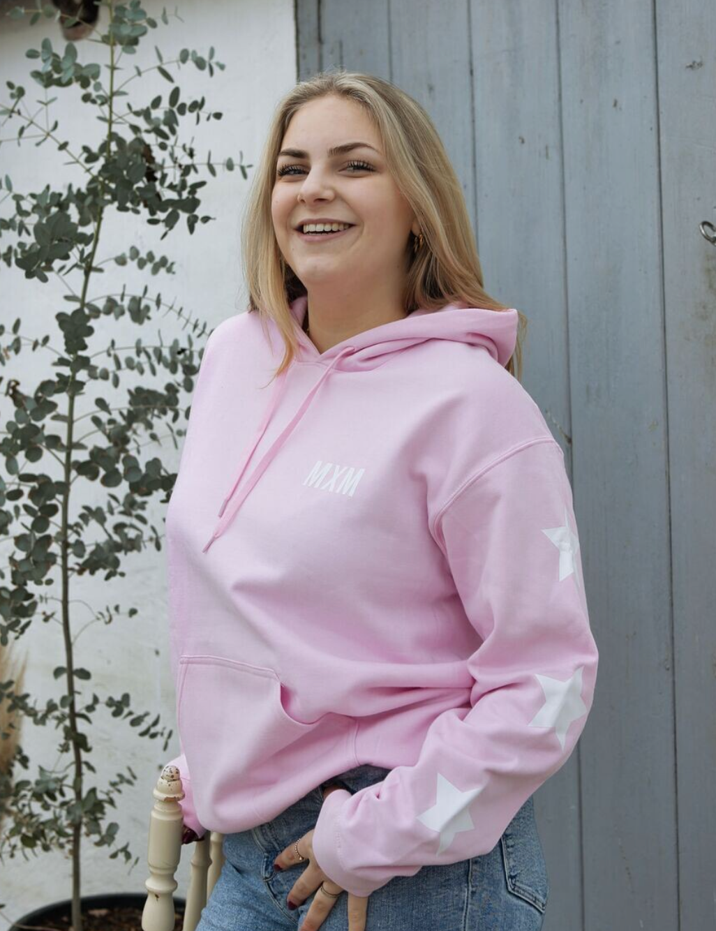 De Pink Noor Hoodie Met Witte sterren