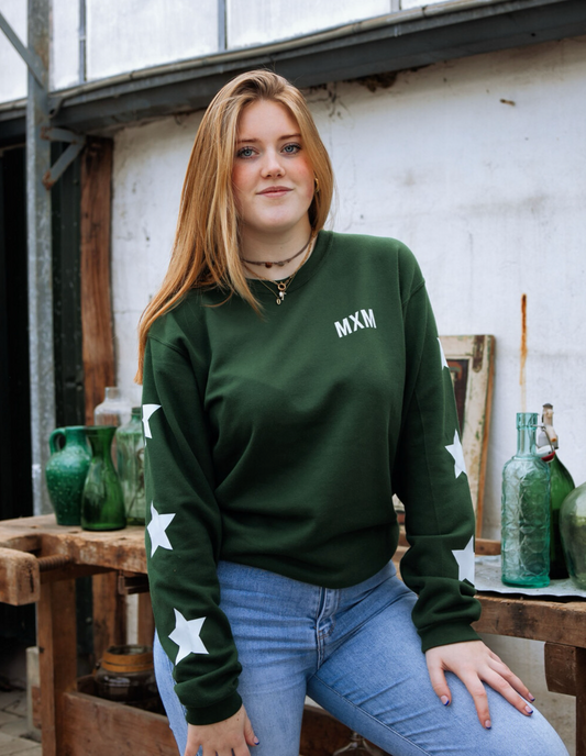 De Groene Noor Sweater Met Witte Sterren