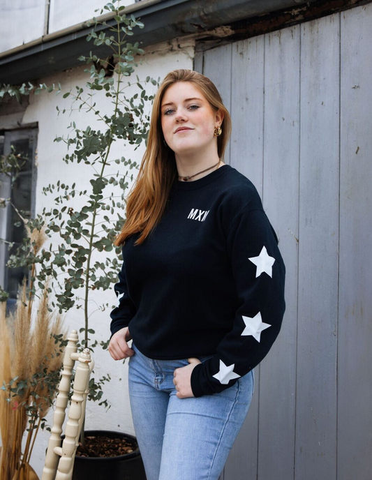 De Navy Noor Sweater Met Witte Sterren