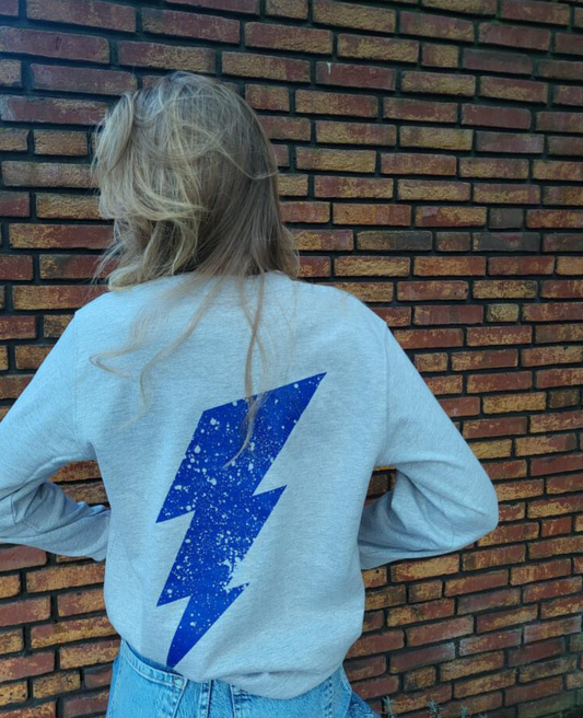De Grijze Bliksem Sweater Met Blauw