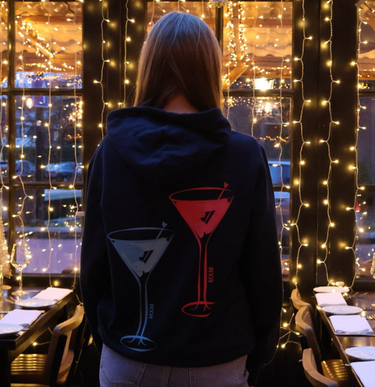 De Navy Martini Hoodie Met Blauw/Roze