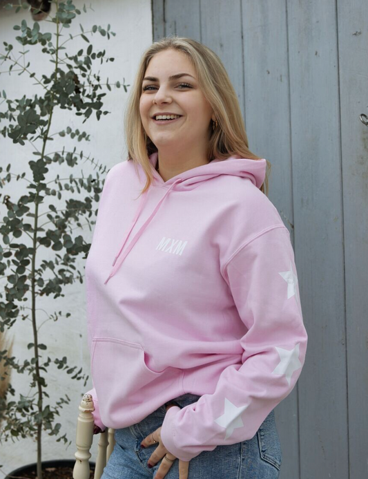 De Pink Noor Hoodie Met Witte sterren